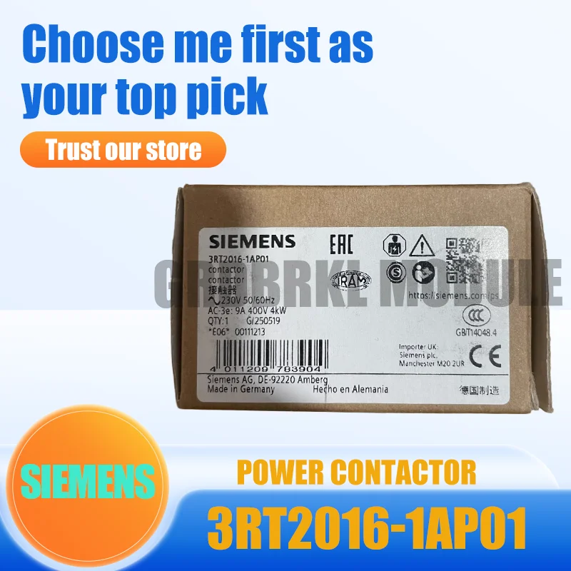 

New Original SIEMENS 3RT2016-1AP01 Power Contactor 230V AC 50/60Hz