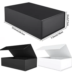 Black Gift Box with Lid for Present, Magnetic Closure Rectangle Collapsible Gift Box, Groomsman Proposal Box, Wedding, Birthday