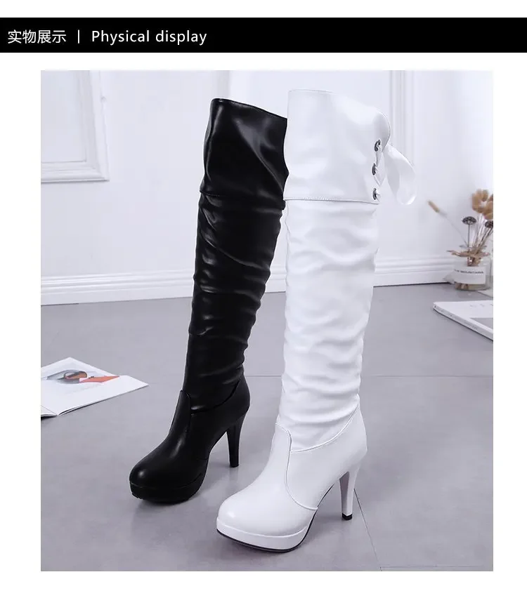 Damenstiefel Luxus-Ritterstiefel für Damen Modische Sexy Weiche Lederschuhe Elegante Bequeme Kniehohe Stiefel – Detail 9