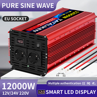 8000W/12000W Pure Sine Wave Inverter DC 12V/24V to AC 220V 50hz Power Inverter Charger Converter Adapter EU Socket