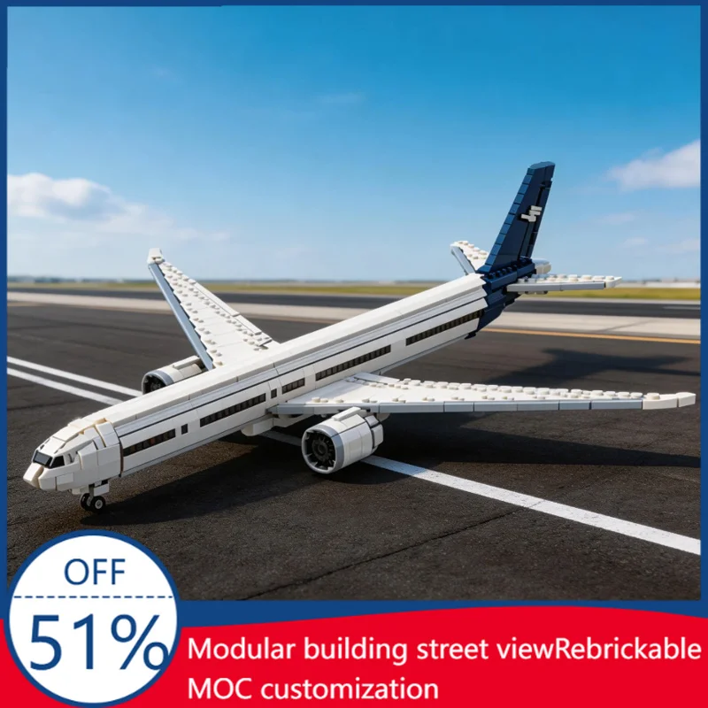 

2285PCS Custom Airplane Model 1:100 MOC Building Blocks Boeing 777-9 Model Puzzles DIY Creative Toys Boy Halloween Display Gifts