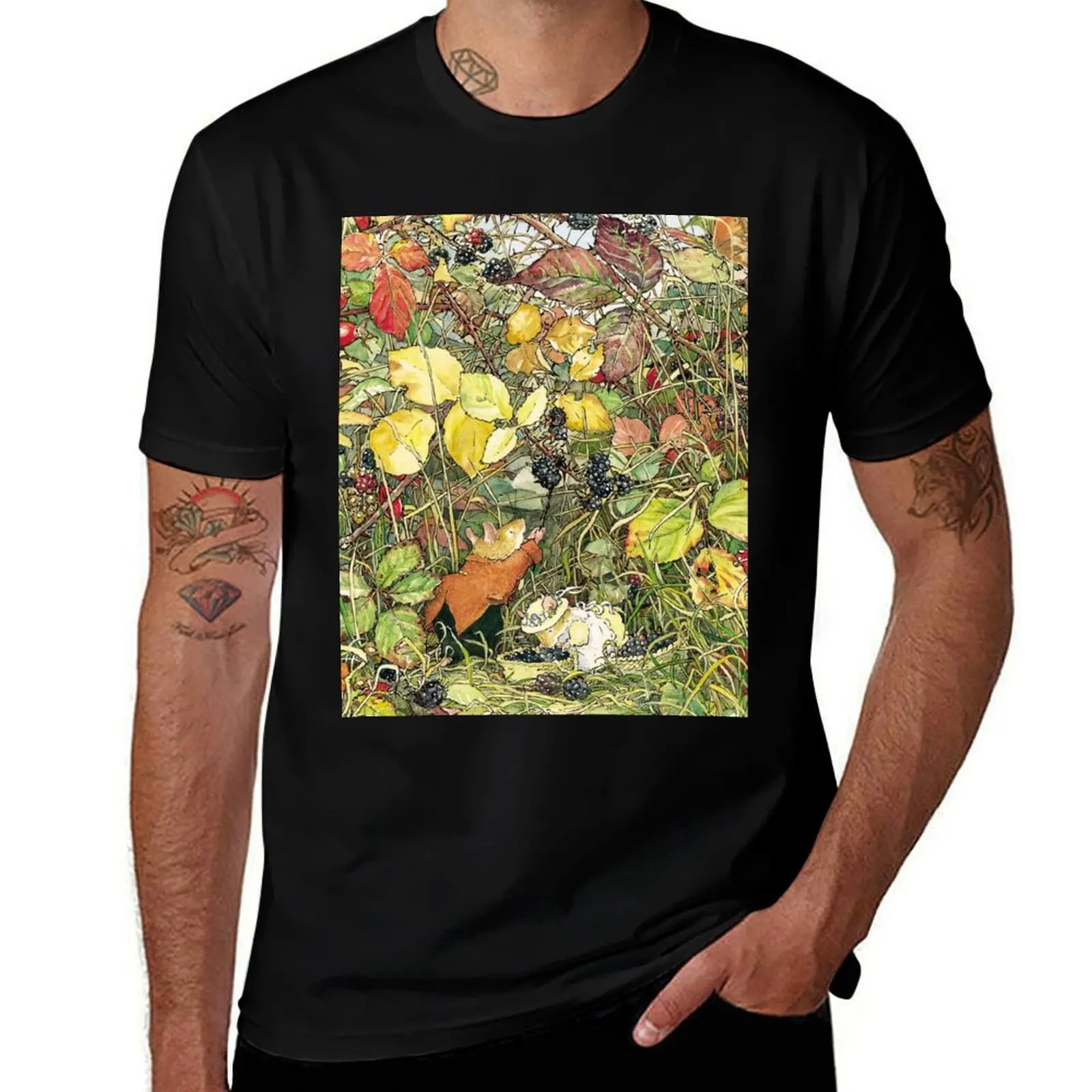 Blackberry picking T-Shirt Casual Daily Graphic Tee T-Shirt