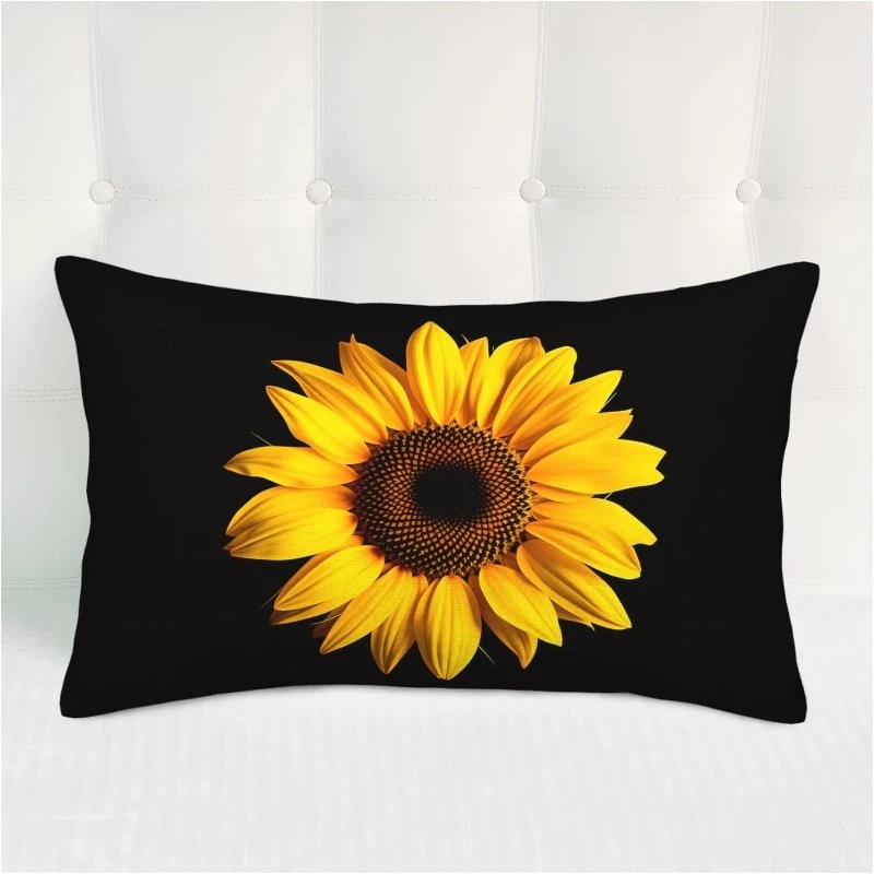1pc Sunflower Printed Lumbar Pillow Cover, Suitable for Sofa, Bedroom, Living Room, Modern Decor, Sweet Gift for Flower Lovers