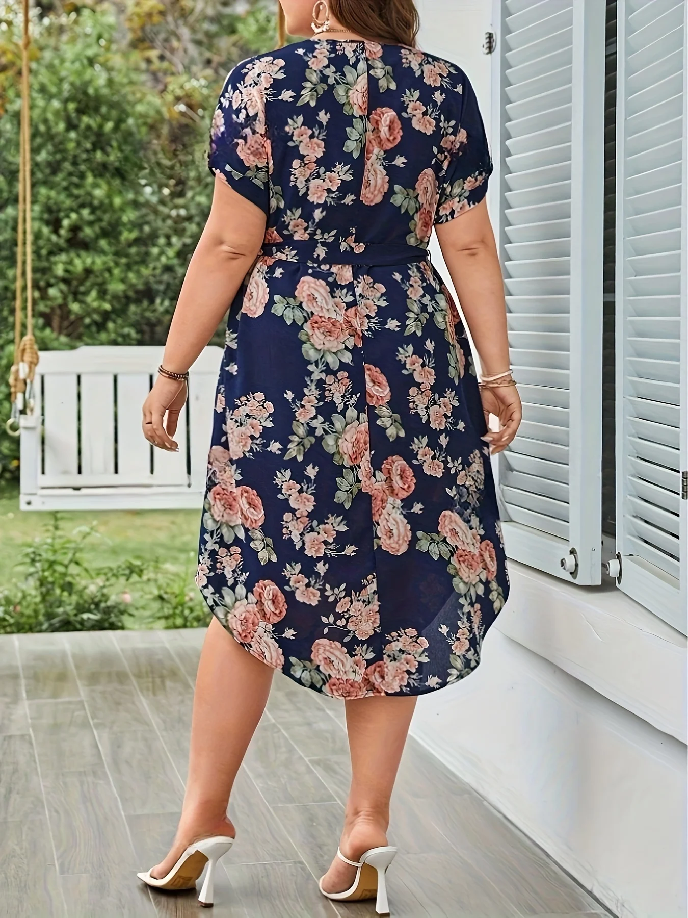 Plus Size Summer Women Elegant Dress Vacation Vintage Floral Print Casual V  Neck Lace Up Dresses - AliExpress