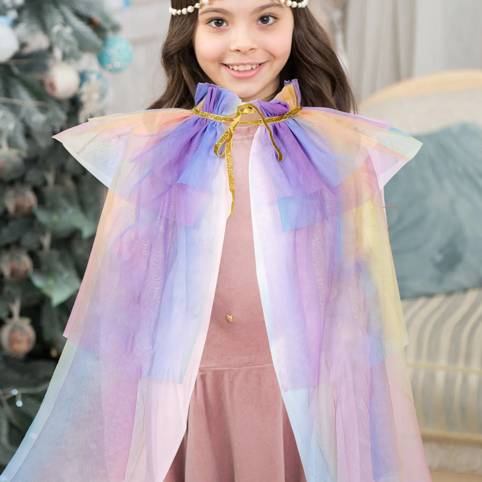 

Children's Cape Tulle Cloak for Girls Costume Party Clothes Sweet Design Dress Up Halloween Role Playing Fancy Dresses
