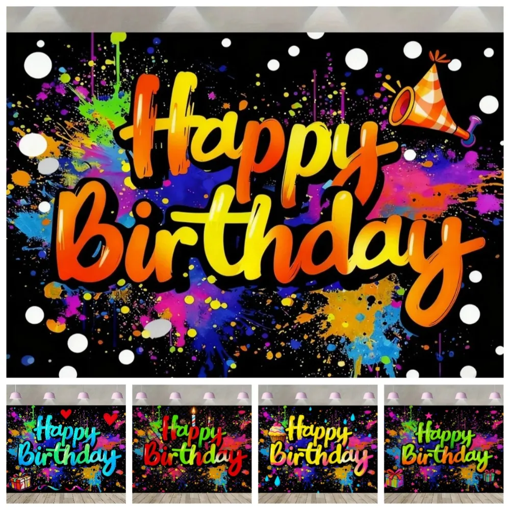 

Polka Polka Dot Art Themed Banner Backdrop Cloth, Children's and Adults' Birthday Party Decoration Photography Studio Backdrop