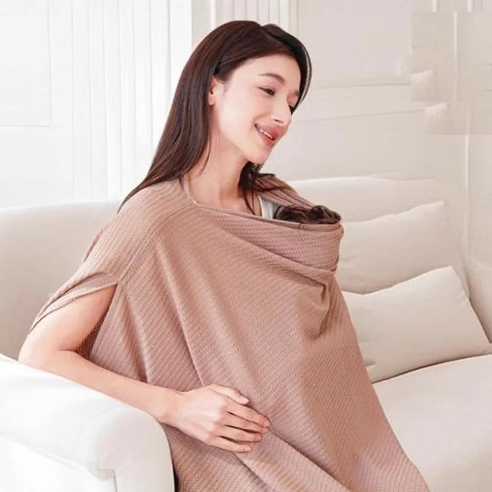 Soft Waffle Breastfeeding Nursing Cover Stretchy Windproof Feeding Apron Polyester Multi-Use Nursing Poncho Outdoor