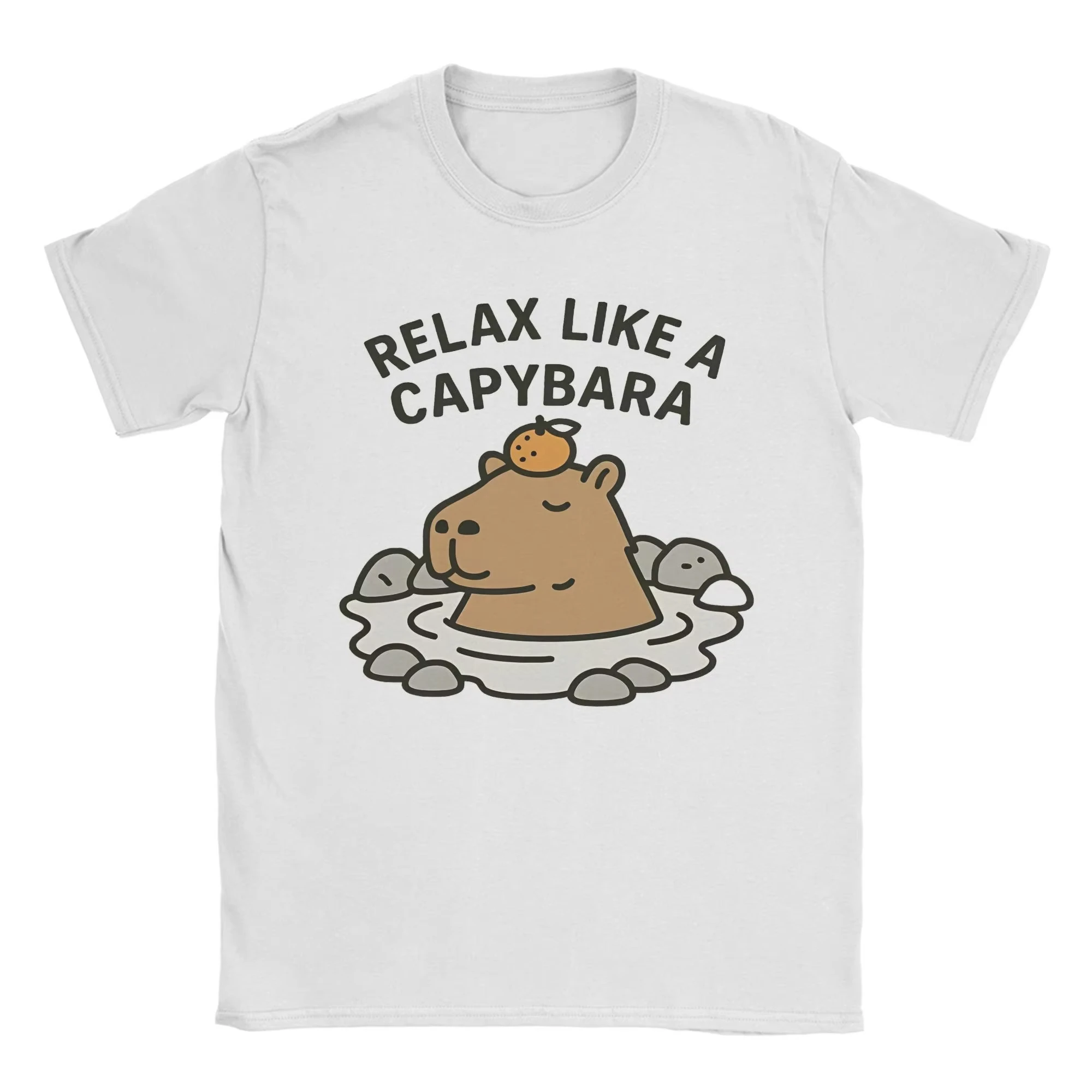 Relax Like A Capybara Funny Cartoon Graphic Tee Unisex Round Neck Chill Animal Lover Casual Summer Streetwear Tops