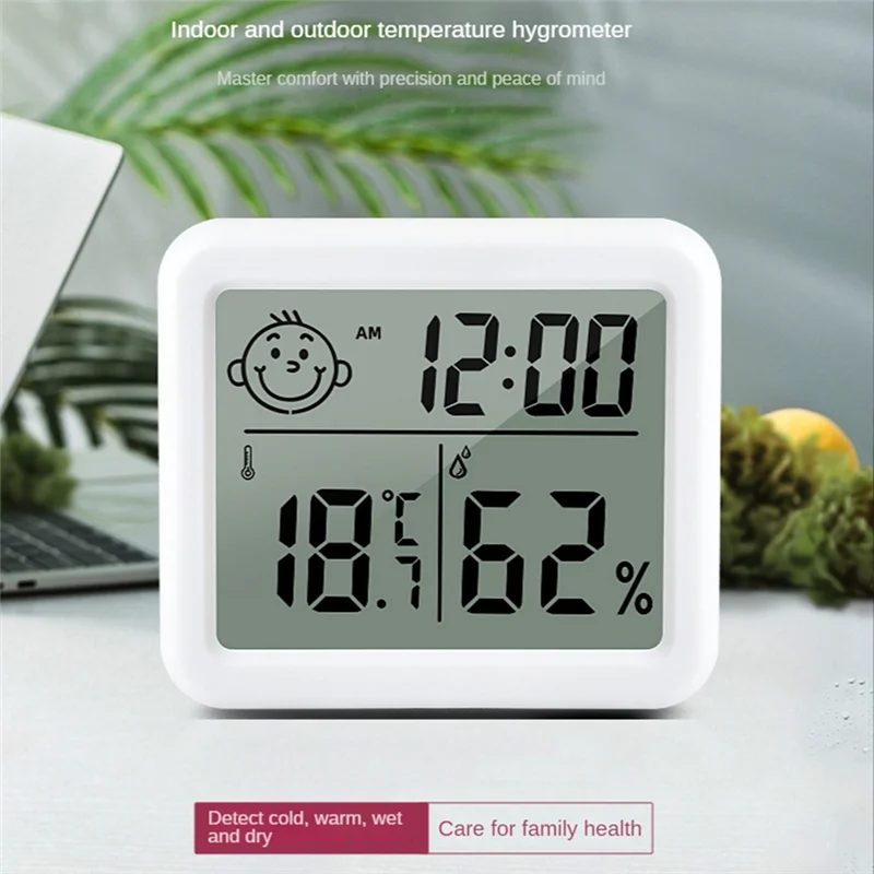 Ultra Thin Digital Thermometer Meter Automatic Electronic Humidity Monitor Alarm Clock LCD Indoor Dry Hygrometer