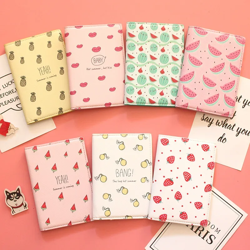 Tourist goods Korean cartoon fruit printing pattern passport clip passport package passport holder