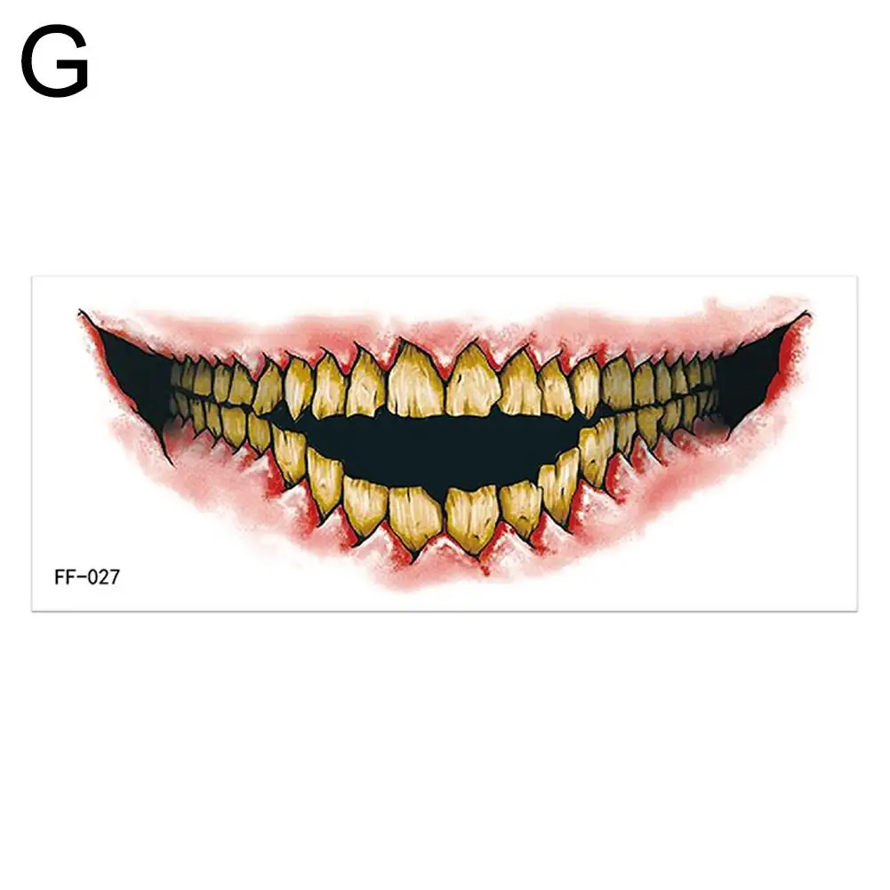 Halloween Big Mouth Face Sticker, Maquiagem Engraçada, Acessórios de Festa, Cosplay, À Prova D 'Água, Tatuagem, Traje do Diabo, Horror, U8A5