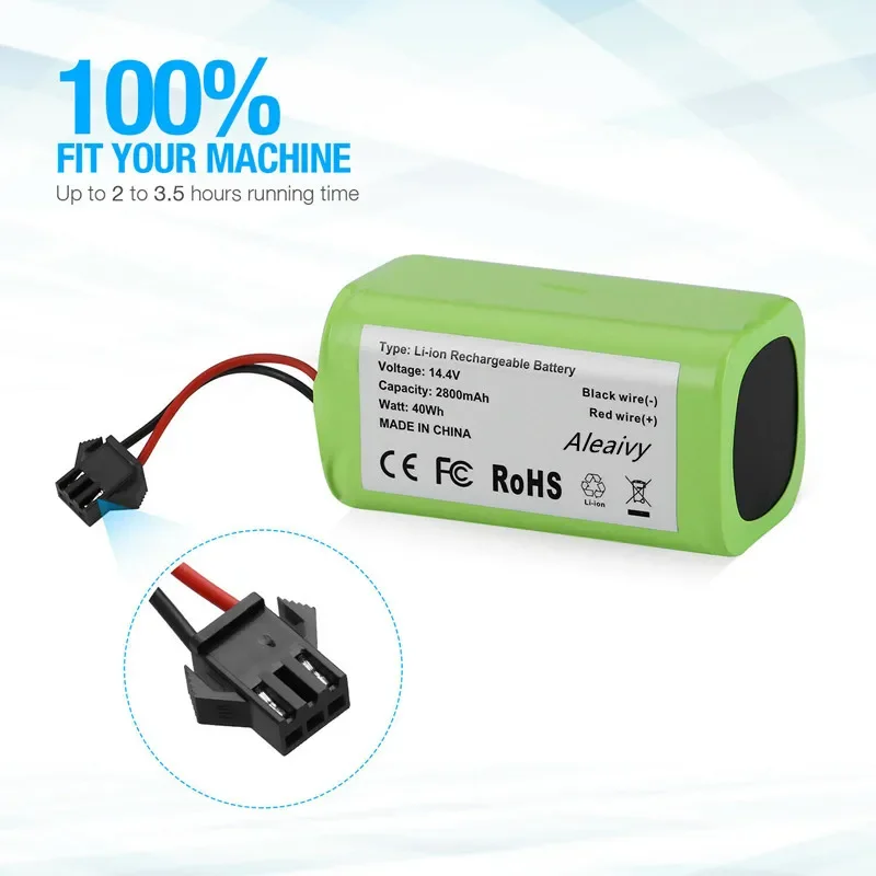 Batería de iones de litio de 14,4 V y 2800mAh para Conga Excellence 990 Ecovacs Deebot N79 N79S DN622, Eufy Robovac 11 11S 12 15C 15S 35C 18650