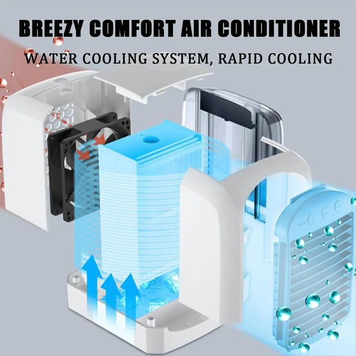 

(A64E) 3 скорости, резервуар для воды 380 мл, низкий уровень шума, портативный, быстрое охлаждение, увлажнитель воздуха, вентилятор для спальни, офиса, дома