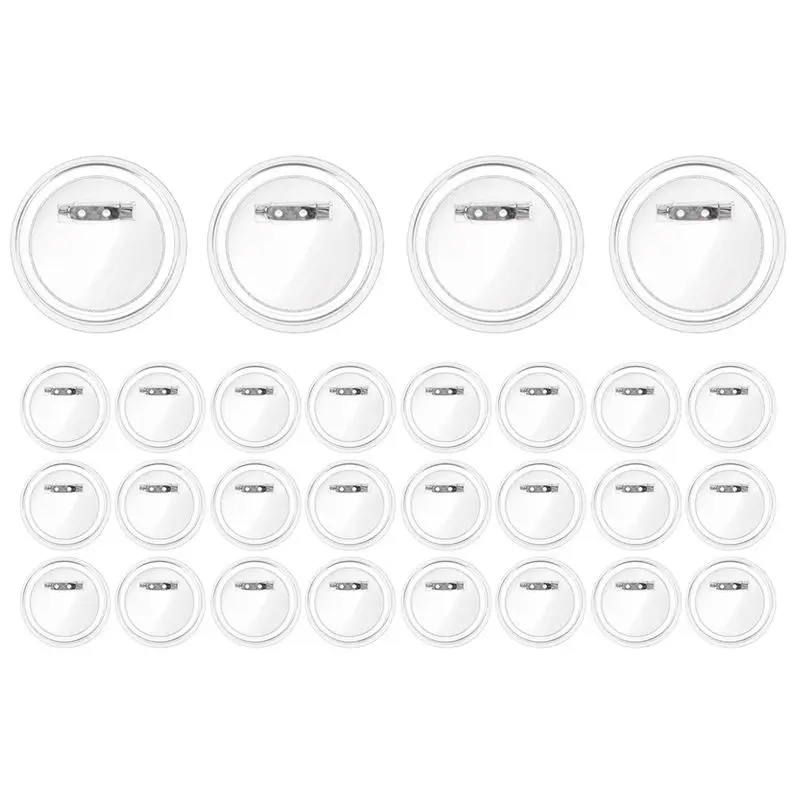 

AEE2-28 Pcs Photo Buttons 3 Inch Clear Button Pins Bulk For Picture, Custom Blank Buttons Pins, Acrylic Button Making Kit