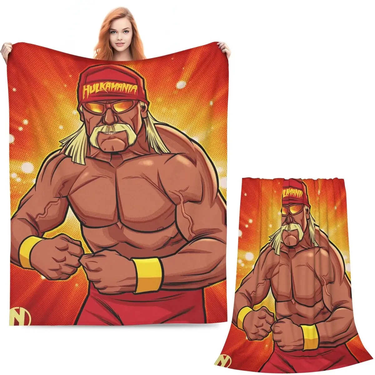 Hulk Hogan Hulkamania Blankets Soft Warm Flannel Throw Blanket Cover for Bed Living room Picnic Travel Home Sofa