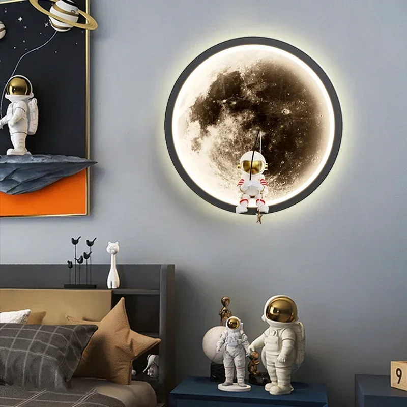 

Modern LED Wall Lamp Moon Cartoon Astronaut Wall Sconces Children's Room Living Room Bedroom Bedside Home Decor Lighting Lustre