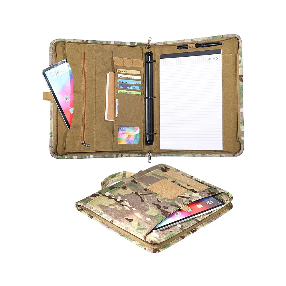 في الهواء الطلق Padfolio حلقة الموثق A4 التكتيكية غطاء للكمبيوتر الدفتري واقية دفتر الحافظة مقاوم للماء لوازم مكتبية الصيد