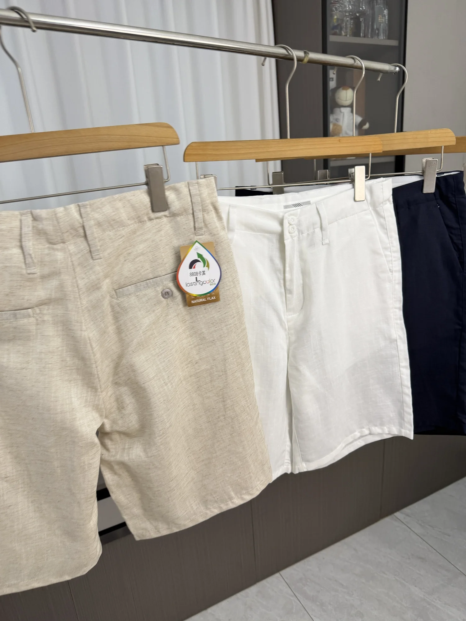 Men's Breathable Linen Shorts Summer Casual Sweat Absorbent Quick Dry Lightweight Comfortable Fit High Waist Five Pocket Design