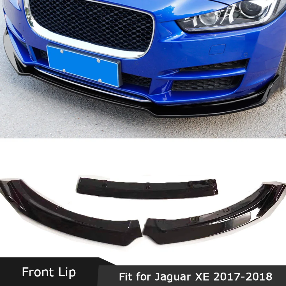 Front Bumper Lip Spoiler Apron For Jaguar XE 2017-2018 Styling 3PCS Set Head Bumper Chin Shovel Guard ABS Auto Para Accessories