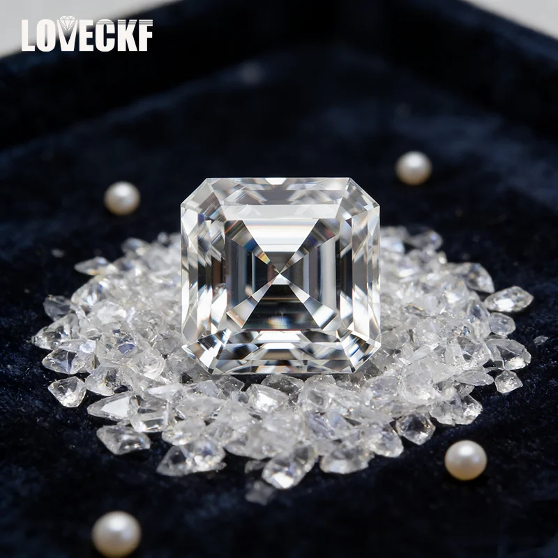 Super White D Color Asscher Cut Moissanite Stone With GRA Certificate 0.5-5.0ct Moissanita Loose Gemstones Pass Diamond Tester