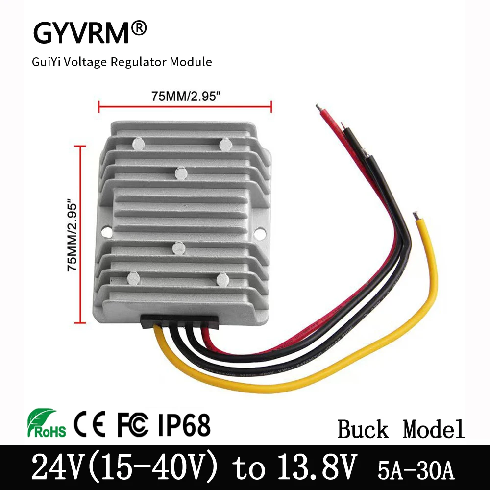

24V to 13.8V Buck Module 5A 10A 15A 20A 25A 30A Automotive DC Voltage Regulator Power Adapter Transformer Converter