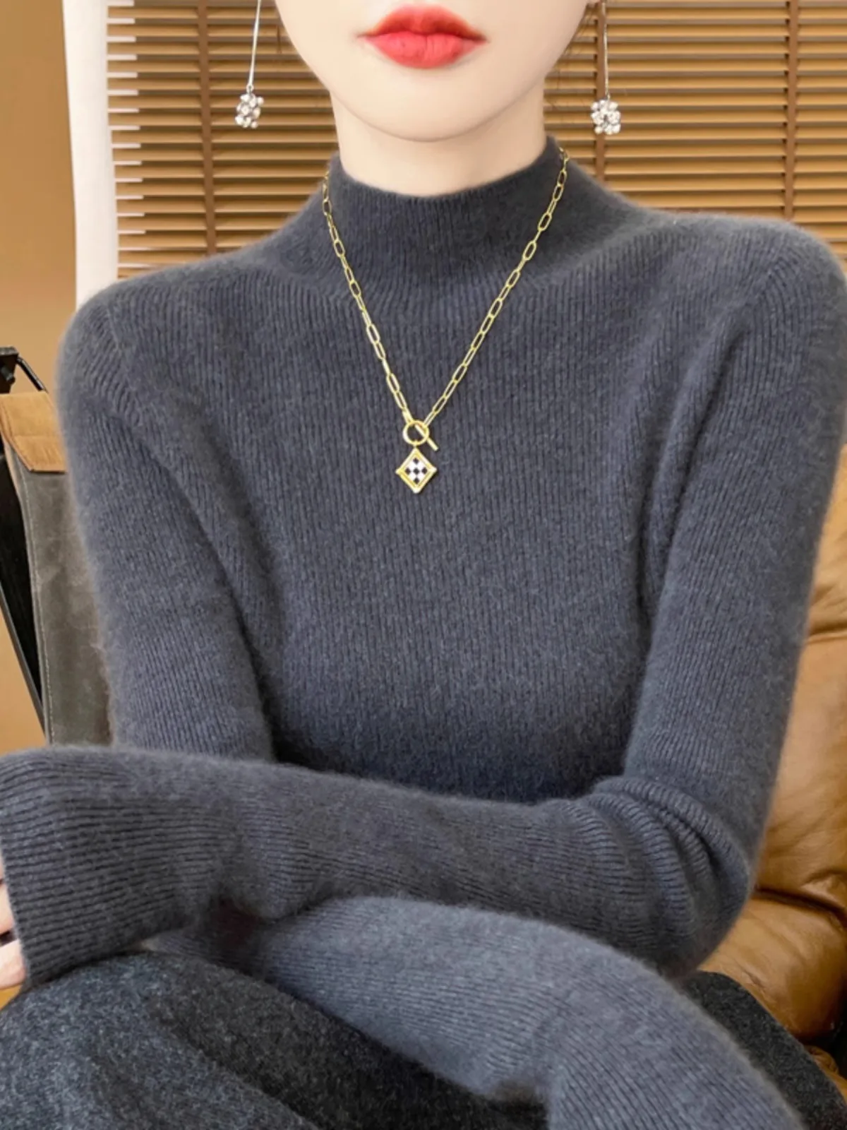 

Женская база Thiened f с высоким воротником, мордная внутренняя одежда, вязаный свитер, тепло, осень-зима, новое поступление