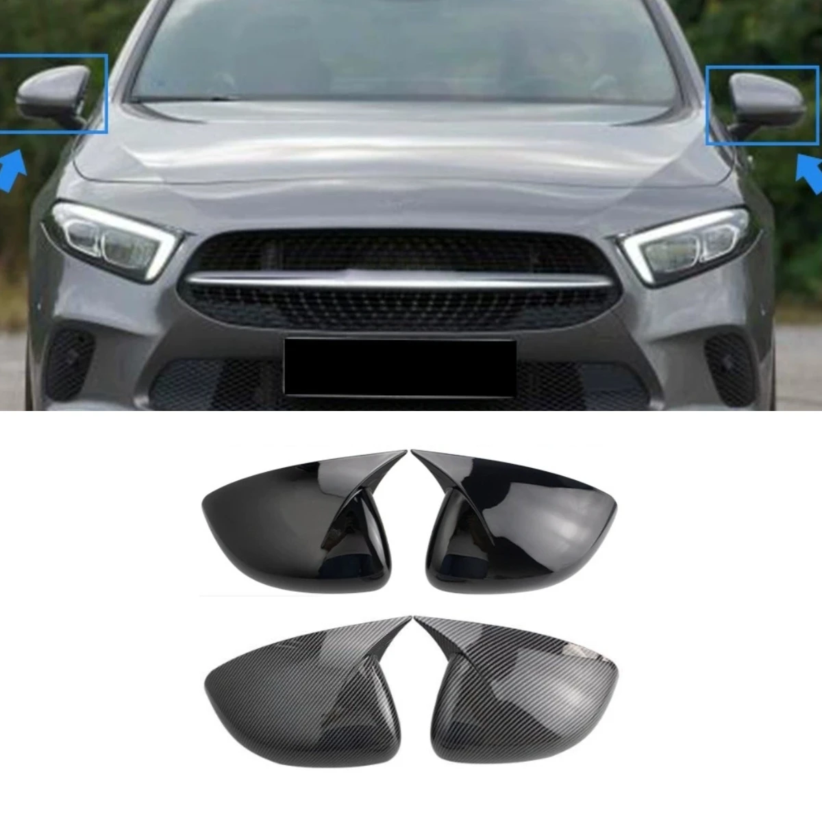 Car Rearview Cover Protect Side Mirror Cover Caps For A-Class A200l A180 GLA CLA250 Body Kit Car Accessories