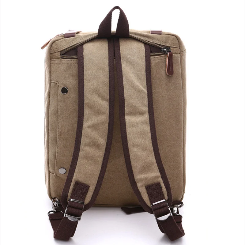 Vintage MultiFunction Men\'s Briefcases Casual Canvas Backpack Large Capacity Male Shoulder Messenger Bag Travel Handbag