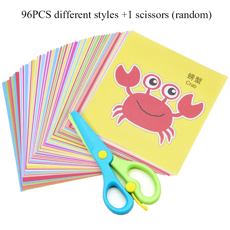 96PCS Children's Scissors Skill Activity Set Includes Paper-Cutting Tools Safe Children's Scissors Origami Fine Motor Training