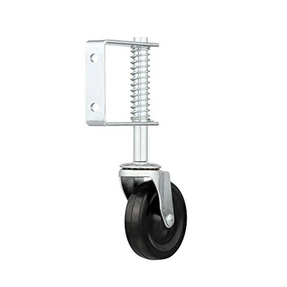 4 Inch Wheeled Cart Spring Loaded Caster Small Rubber Gate Door Silver Shopping