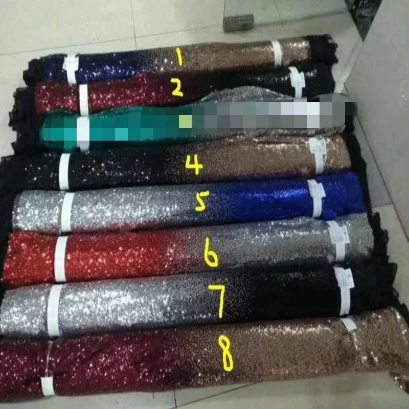 Venda quente novo 3mm glitter multicolorido gradiente lantejoulas tecido brilhante diy costura vestidos sapatos sacos roupas de largura: 125cm