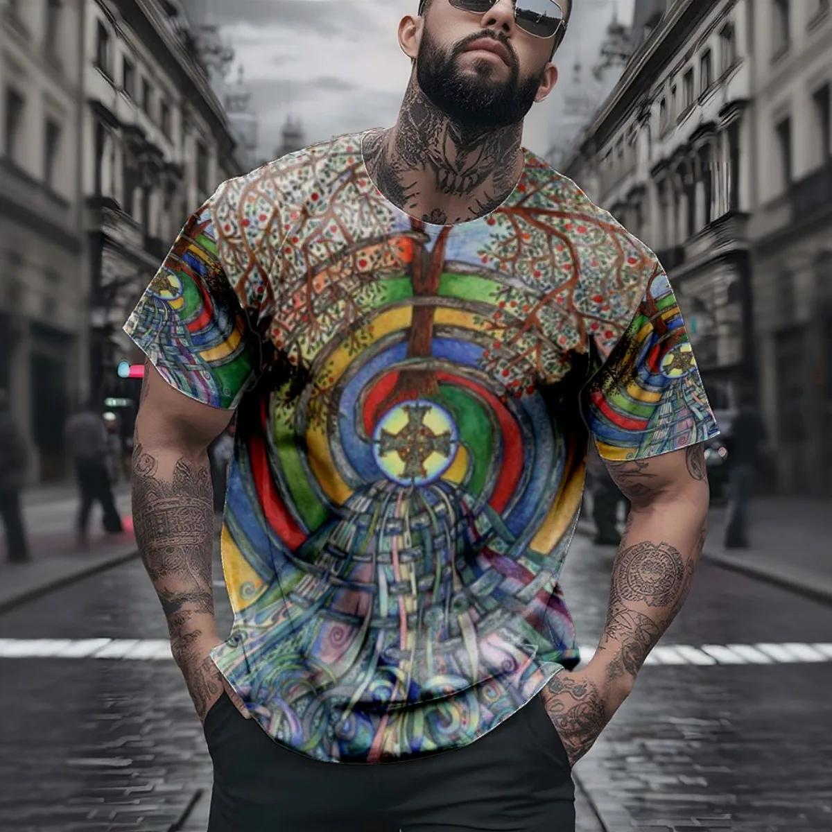 

Плакат с живым центром Христова, Новое поступление, модная мужская футболка с коротким рукавом и принтом, уникальный универсальный дизайн с принтом для Styli