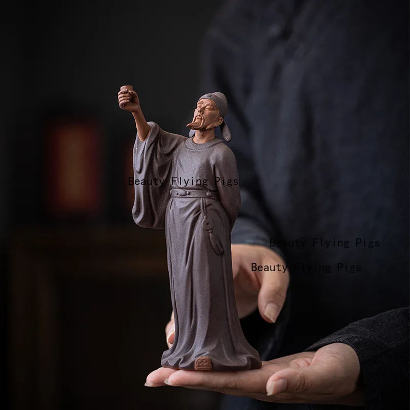 

Ceramics and enamel Tang Dynasty poet Li Bai statue Chinese art sculpture home office tea room decoration, gift, souvenir