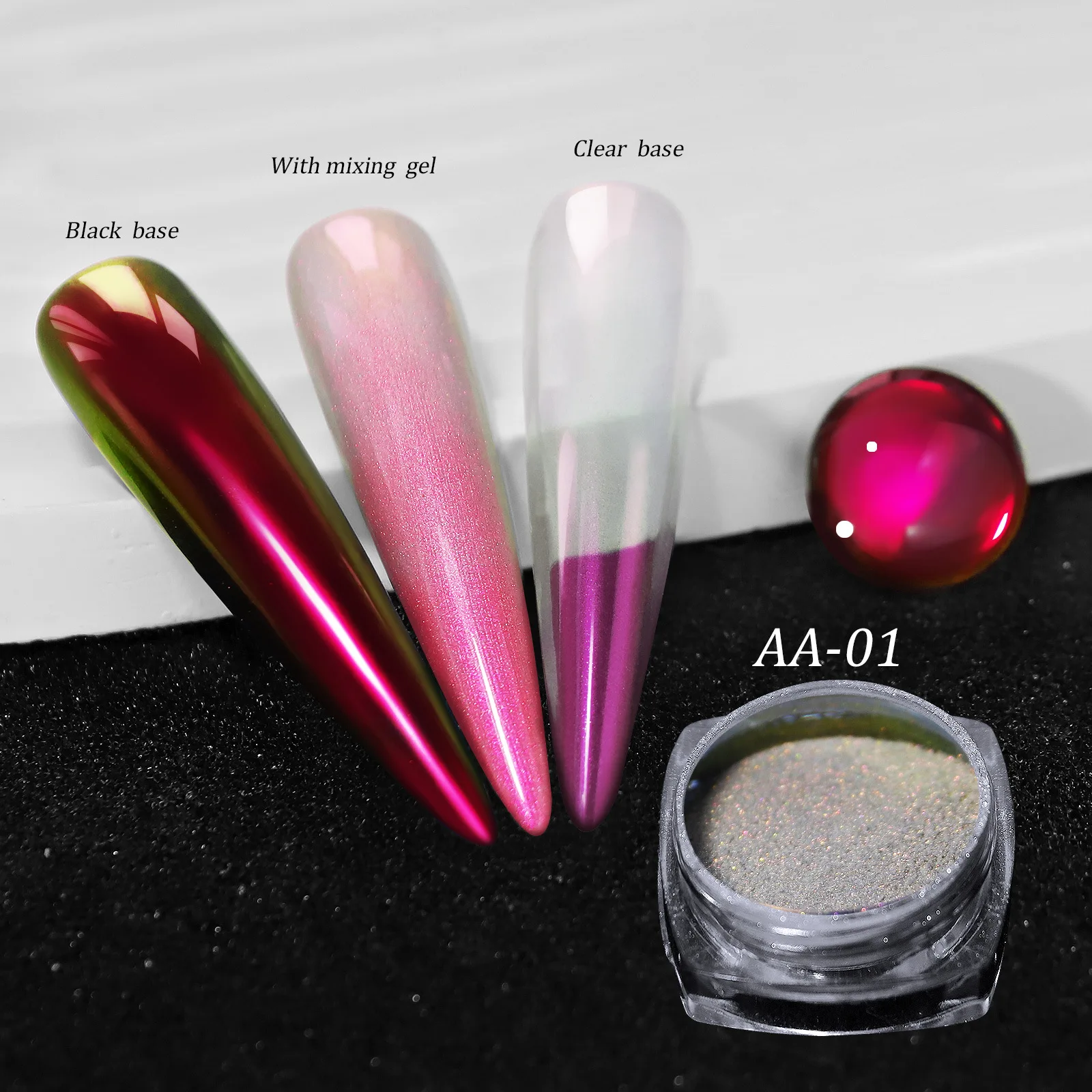 1Bottle Colored Glitter Magic Mirror Nail Powder 12 Colors Mermaid Aurora Nail Art Glitter Mirror Chrome Powder Nail Decoration