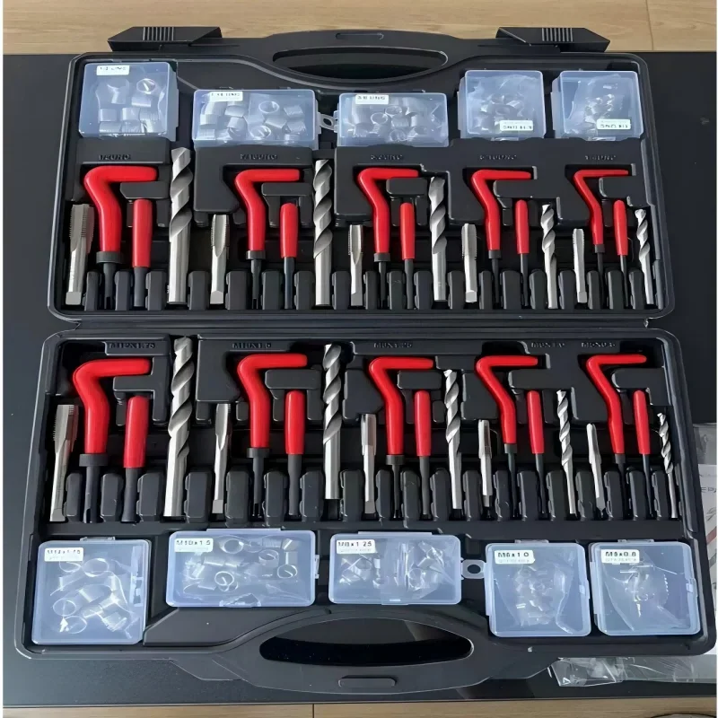 

261Pc Thread Repair Kit SAE & Metric Rethreading Tool Set with HSS Drill Bits Thread Inserts Breakoff & Installation Tools