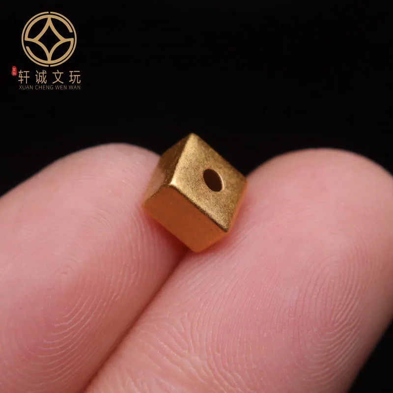 Original Handmade Gold Plated Sterling Silver Square Beads Spacer for Rudraksha 108 Long Mala Necklace DIY Craft Component Item