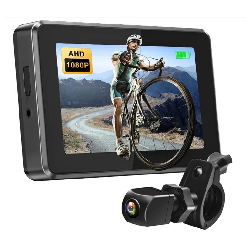 

A51Q-For Bicycle Mirror 1080P Handlebar Camera, Rear View Camera 4.3" Screen Night Vision For Bicycle Mountain Bike