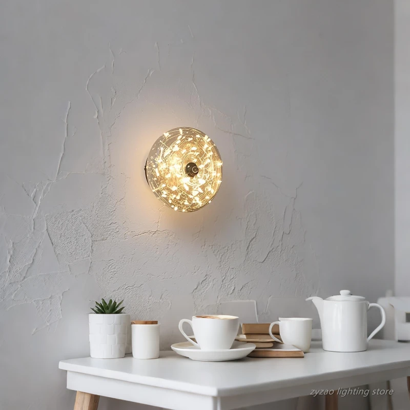 

Warm Starry Sky Wall Lamp Glass Starlight Home Decoration Wall Lights Bedroom Bedhead Background Room Decor Wall Lamps