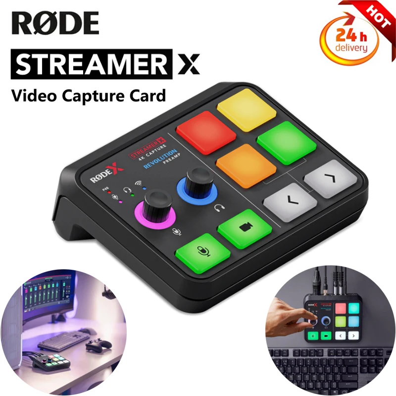 RODE Streamer X Audio Interface and Video Capture Card USB C 4K 60 HDR passthrough Microphone Sound Card Media Player Record