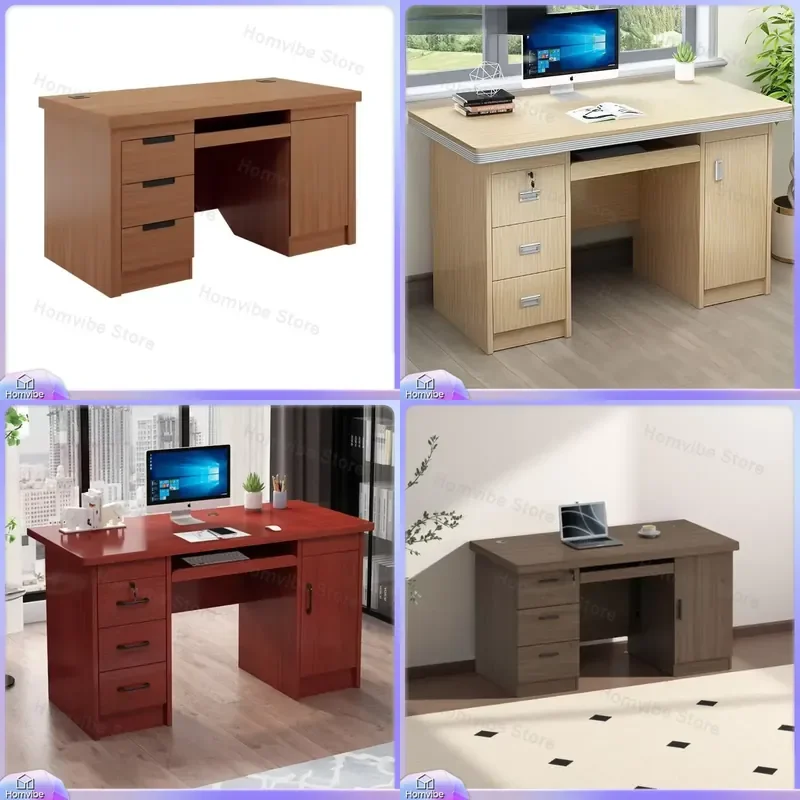 Modern Executive Desk with Lockable Drawers Ergonomic Height Adjustable Office Table Wooden Metal Frame Home Workstation