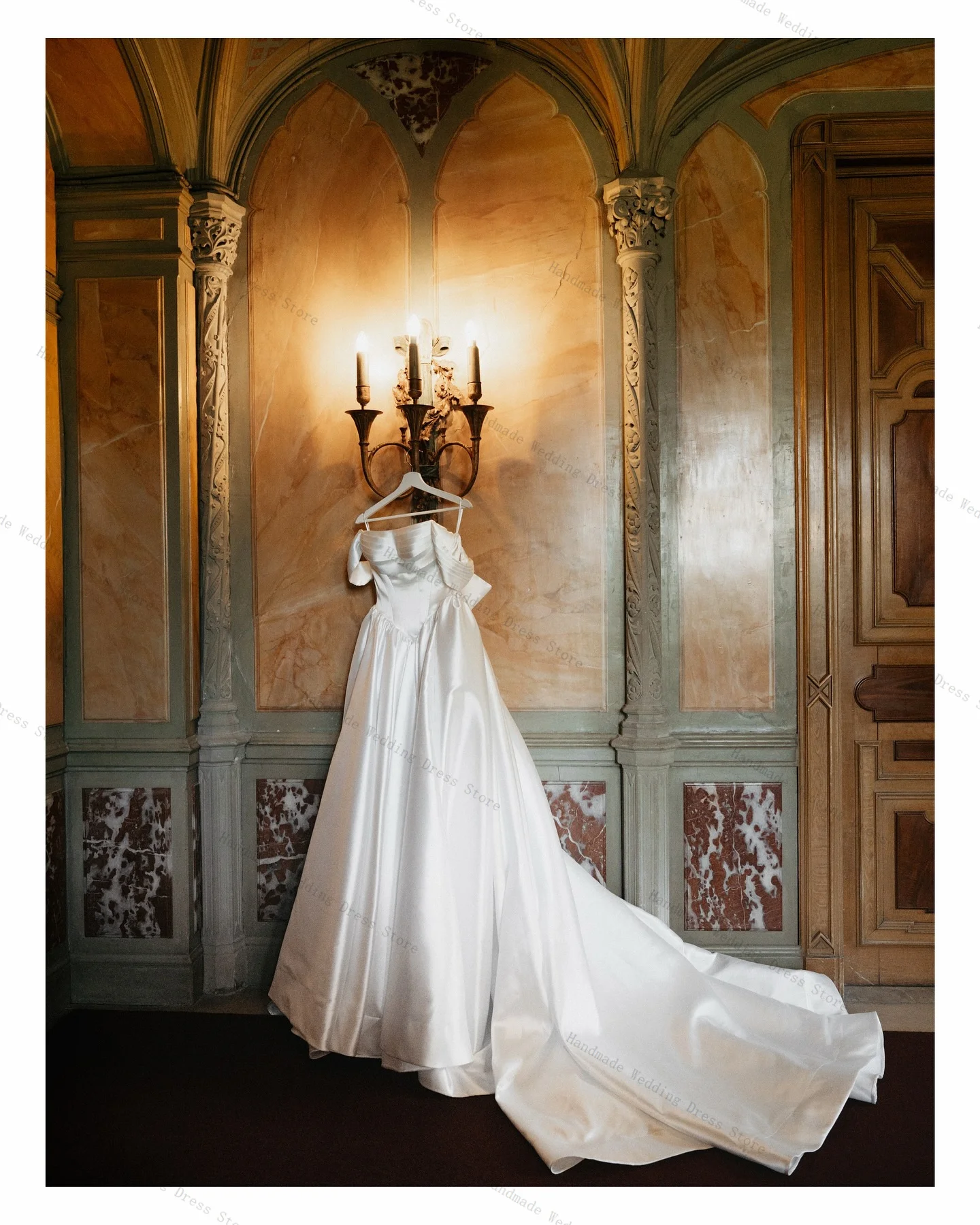 Luxury White Satin Women Wedding Dress Sexy Short Sleeves Elegant Bridal Evening Gown Lace Up Back Customized Robe