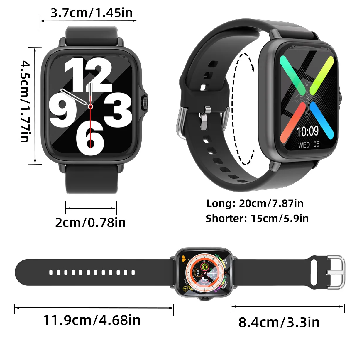 1.83'' Waterproof Smart Watch with Message Answer Call Sleep Monitoring Sports Pedometer Information Alerts For iPhone Android