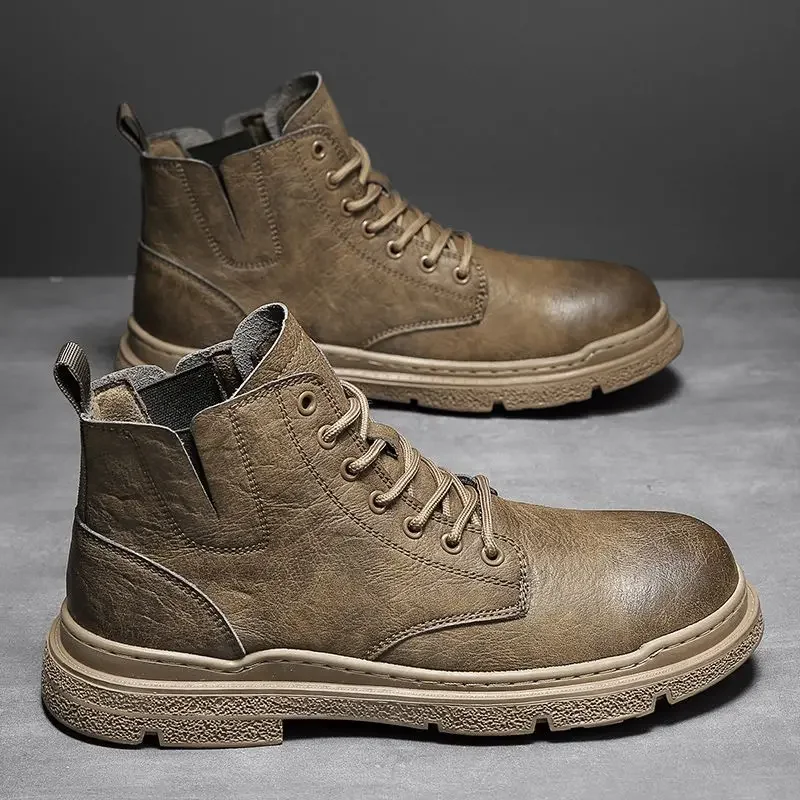 

High Cut Boots for Men Winter Platform Lace Up Warm Quality Man Shoes Footwear Original Deals Offers Y2k in Promotion Fashion