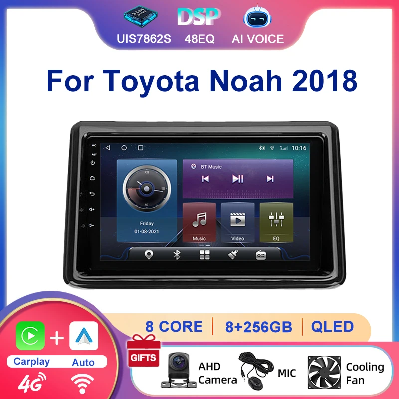 9'' GPS Stereo Audio Android Multimedia Player Carplay Auto Touch Screen Car Radio With Carplay BT RDS 4G For Toyota Noah 2018