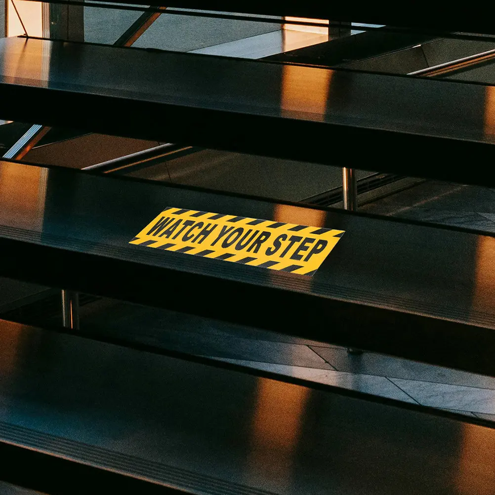 

4Pcs Anti Slip Safety Warning Sticker Watch Your Step Floor Sign for Indoor Outdoor Use Stair Grip Tape Caution Tape