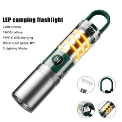 Powerful LED Flashlight Usb Rechargeable Portable Torch Built-in 18650 Battery 5 Mode Lighting Outdoor Emergency Camping Lantern