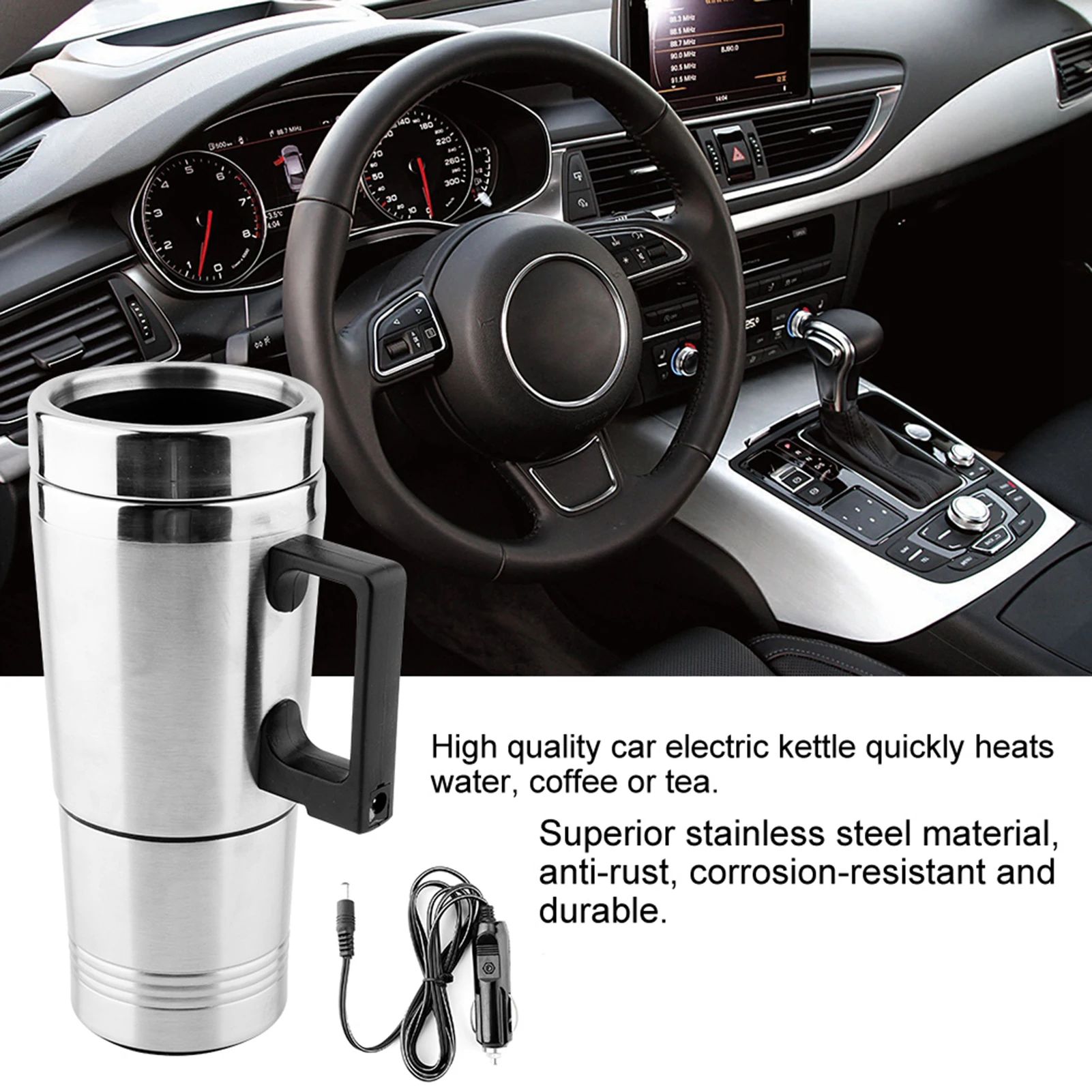 350Ml 150ML Stainless Steel Car Electric Kettle Coffee Tea Thermos Water Heating Cup 12V Car Accessories