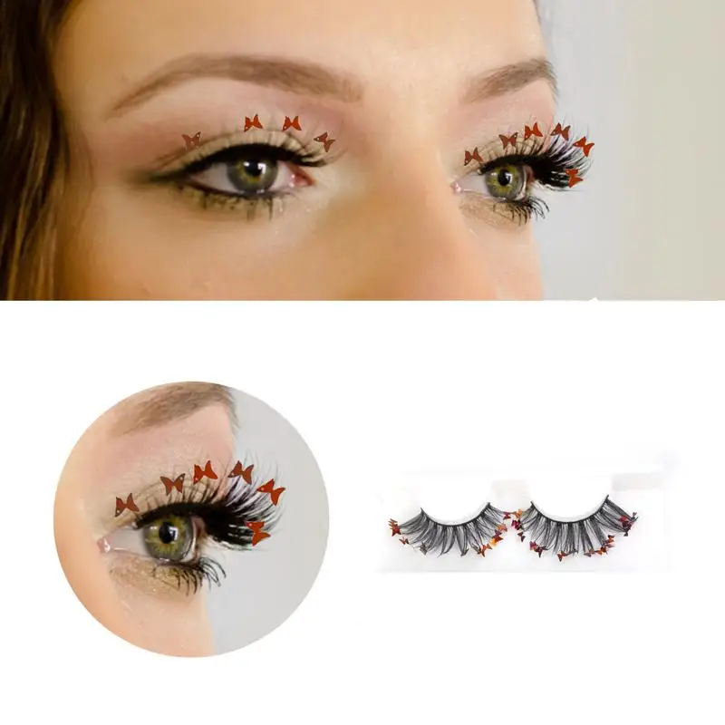 Cílios postiços macios com lantejoulas Glitter, Handmade, Borboleta Dramática, Decorativo, Cosplay Lash