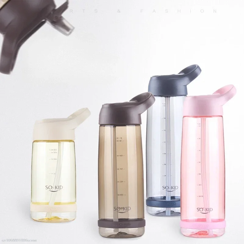 Outdoor Water Bottle with Straw Sports Bottles Leak Proof Eco-friendly Children School With Lid Hiking Camping Plastic BPA Free