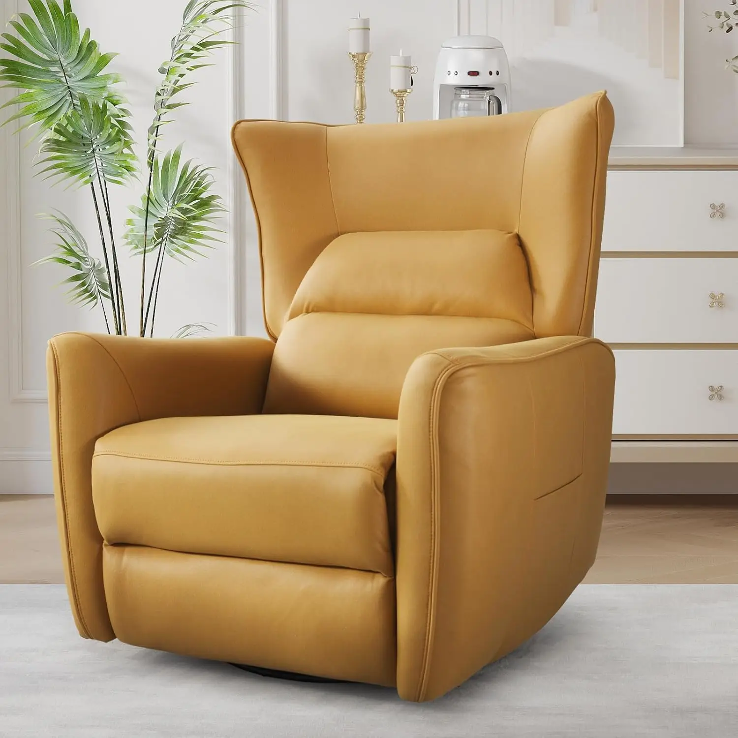 

270° Swivel Power Recliner Rocking Lumbar Cushion Enveloping Backrest Electric Seat Nursery Bedroom Living Room, Customized